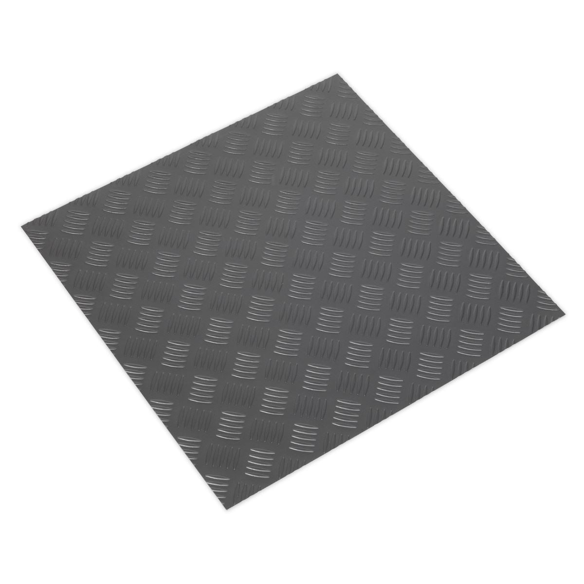Sealey Vinyl Floor Tile with Peel & Stick Backing - Silver Treadplate Pack of 16 FT1S