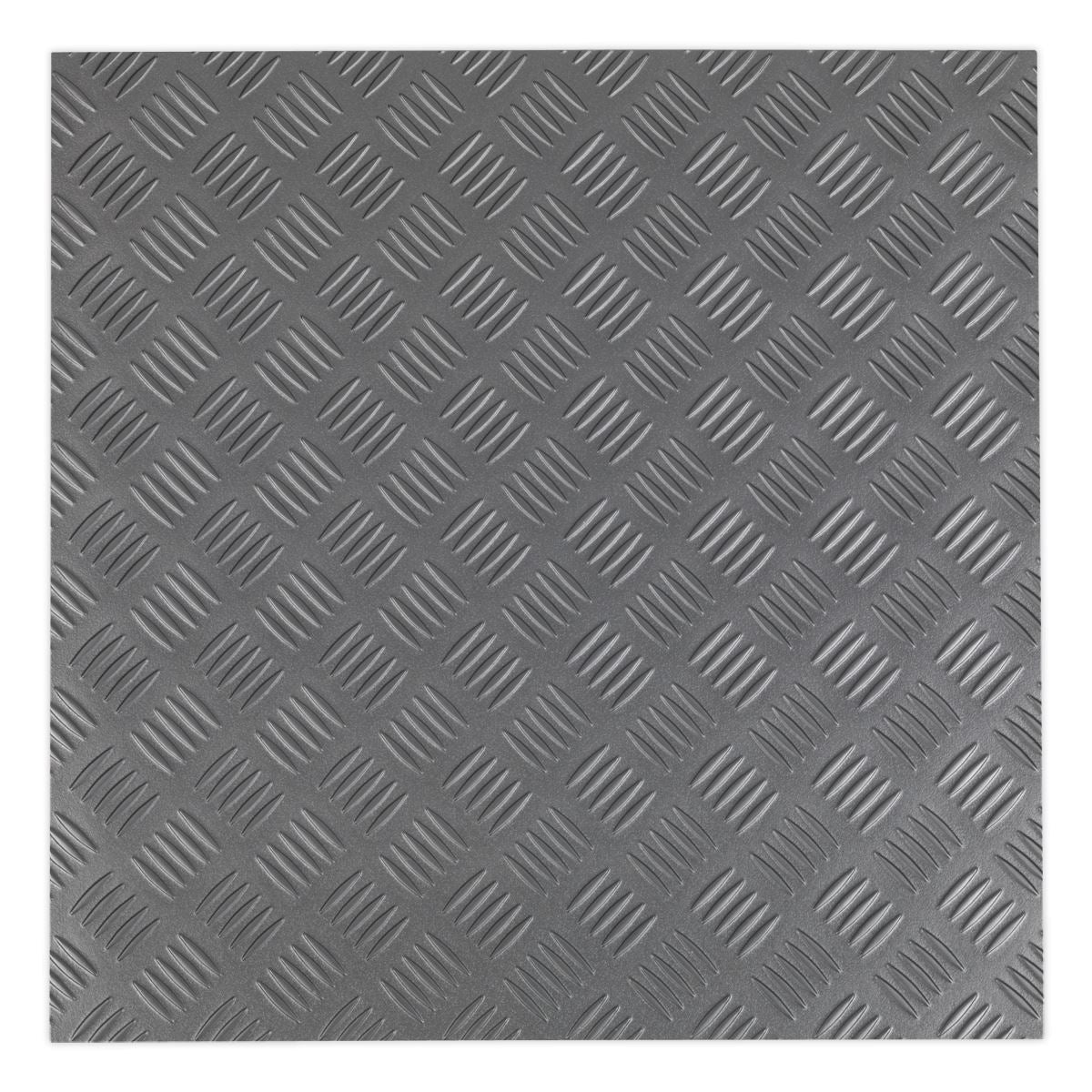 Sealey Vinyl Floor Tile with Peel & Stick Backing - Silver Treadplate Pack of 16 FT1S