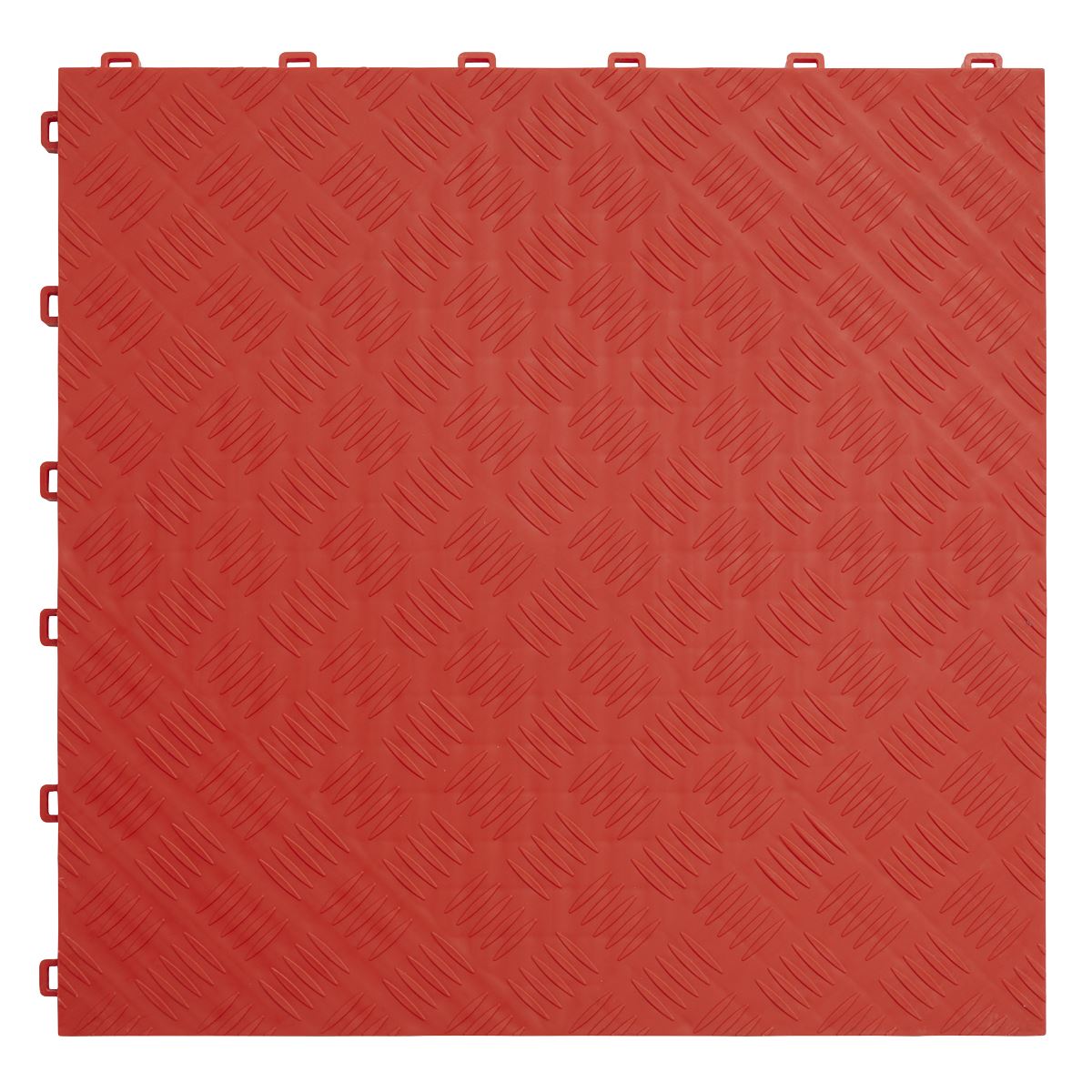 Sealey Polypropylene Floor Tile 400 x 400mm - Red Treadplate - Pack of 9 FT3R
