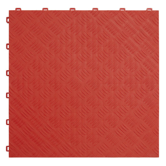 Sealey Polypropylene Floor Tile 400 x 400mm - Red Treadplate - Pack of 9 FT3R