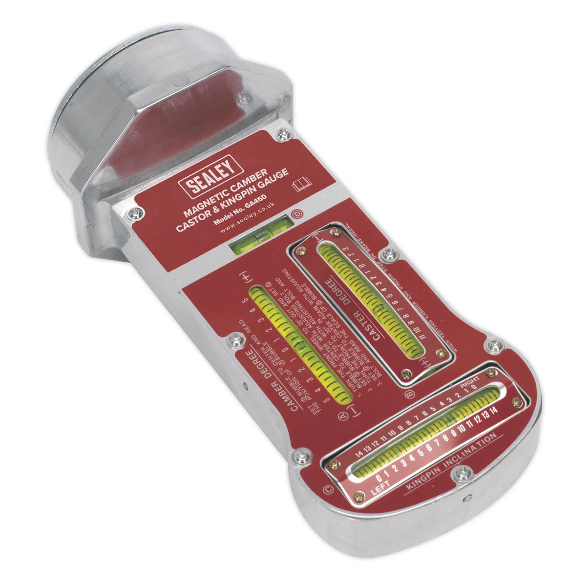 Sealey Magnetic Castor Camber & Kingpin Angle Gauge In Storage Case GA450