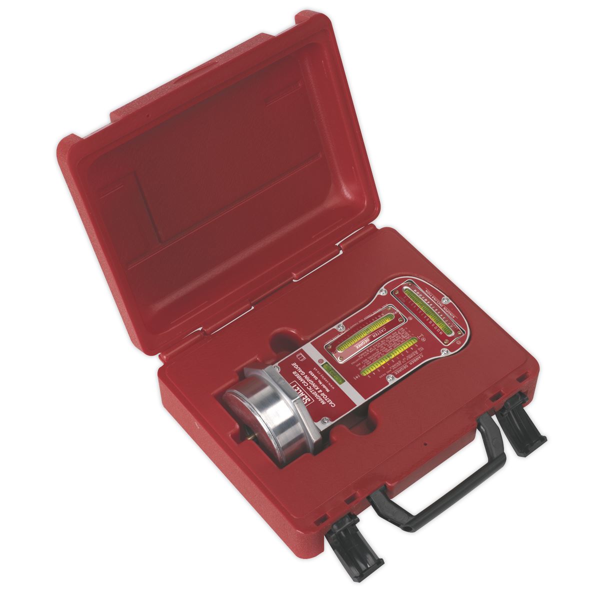 Sealey Magnetic Castor Camber & Kingpin Angle Gauge In Storage Case GA450