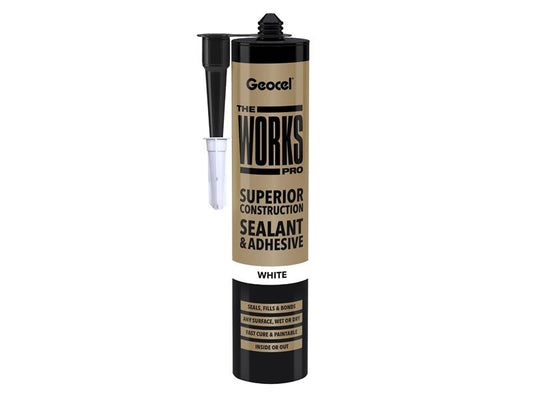 Geocel THE WORKS PRO Sealant And Adhesive White 290ml Paintable GEO6001240