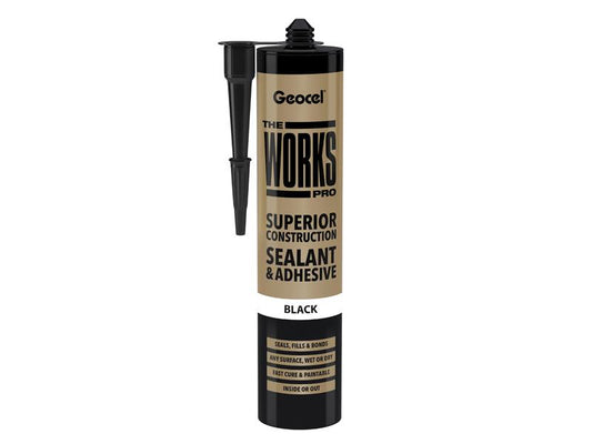 Geocel THE WORKS PRO Sealant And Adhesive Black 290ml Paintable GEO6001242