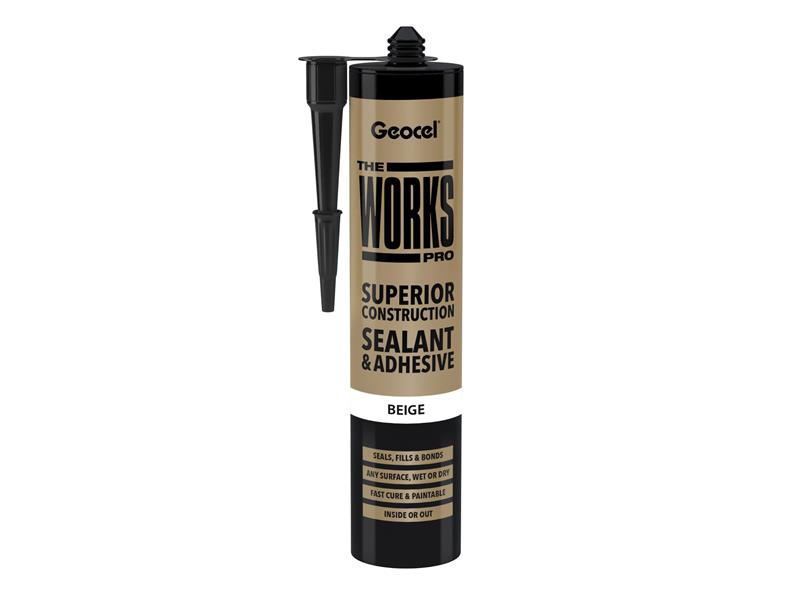 Geocel THE WORKS PRO Sealant And Adhesive Beige 290ml Paintable GEO6001245