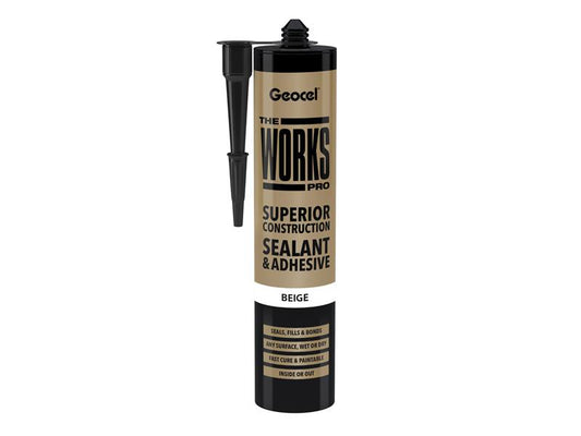 Geocel THE WORKS PRO Sealant And Adhesive Beige 290ml Paintable GEO6001245