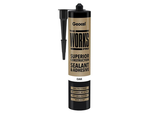 Geocel THE WORKS PRO Sealant And Adhesive Oak 290ml Paintable GEO6001247