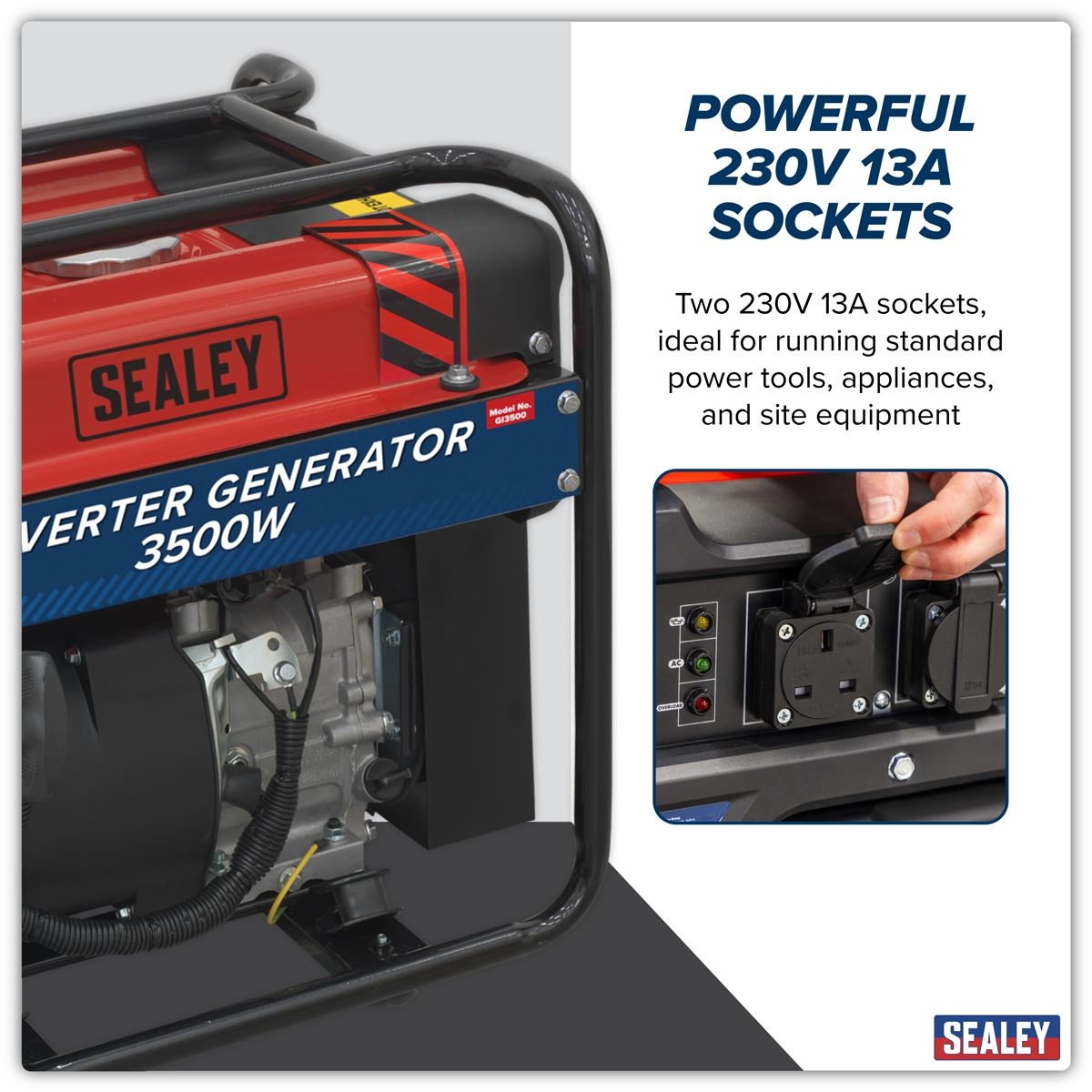 Sealey Inverter Generator 3500W 230V 4 Stroke Engine GI3500