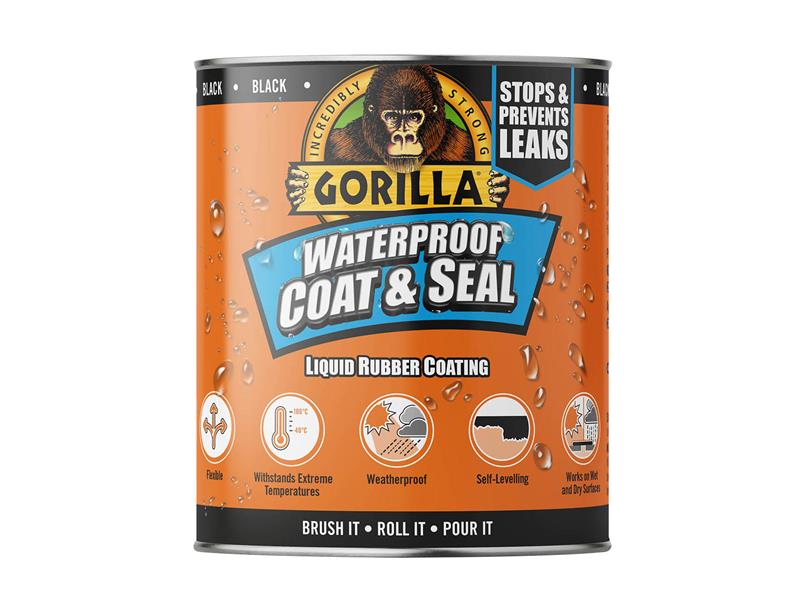 Gorilla Glue Waterproof Coat & Seal Liquid Rubber Coating Black 946ml GRGPSPBL946