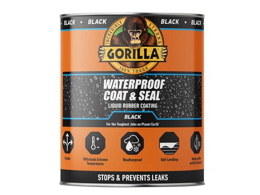 Gorilla Glue Waterproof Coat & Seal Liquid Rubber Black 946ml GRGPSPBL946N