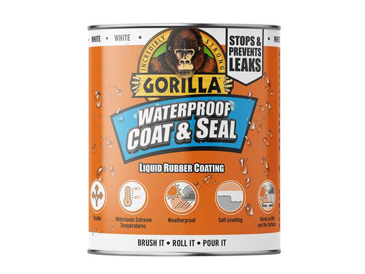 Gorilla Glue Waterproof Coat & Seal Liquid Rubber Coating White 946ml GRGPSPWH946