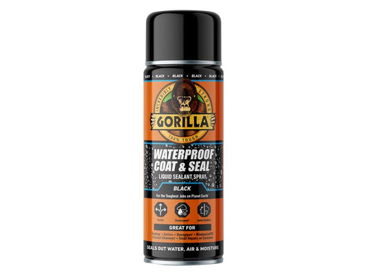 Gorilla Glue Waterproof Flexible Coat & Seal Spray Black 450ml GRGPSSBK450