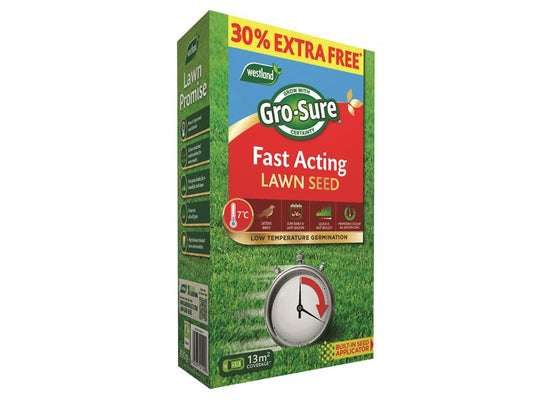 Gro-Sure Fast Acting Lawn Seed 10m² + 30% Free With Bird Deterrent GRO20500299