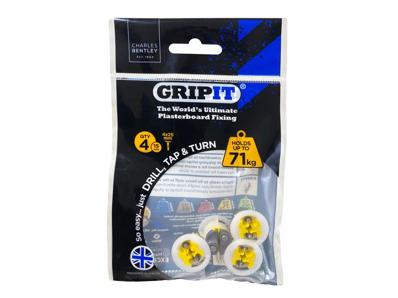 Gripit Yellow Plasterboard Fixings 15mm (Pack 8) GRP158