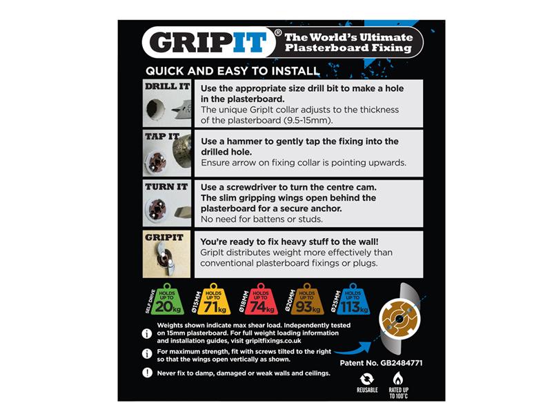 Gripit Brown Plasterboard Fixings 20mm (Pack 25) GRP2025