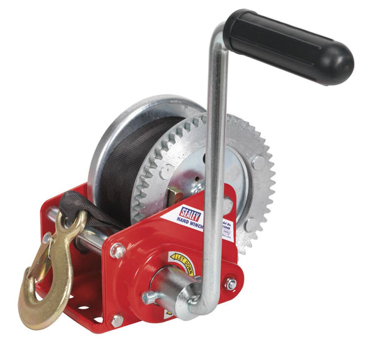 Sealey Geared Hand Winch with Brake & Webbing 540kg Capacity GWW1200B