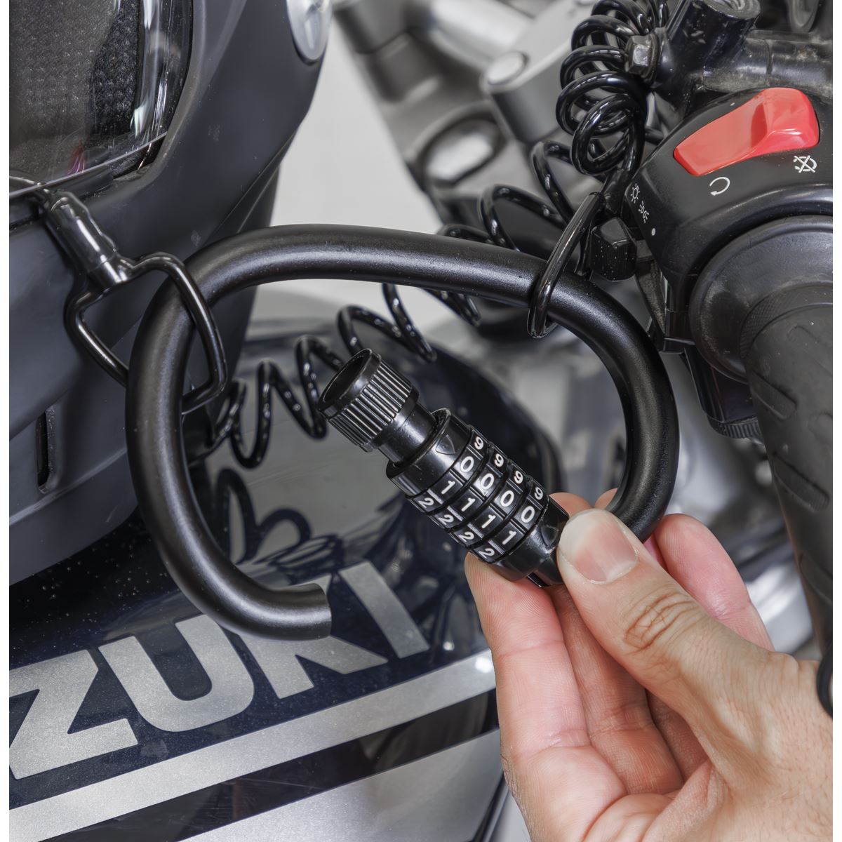 Sealey Motorcycle Helmet & Gear Lock With Cable 4 Digit Combination Lock HGL02