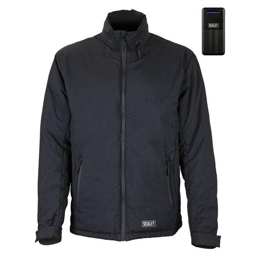 Sealey 5V Heated Rain Jacket Large with Power Bank Wind Resistant HJ03KIT