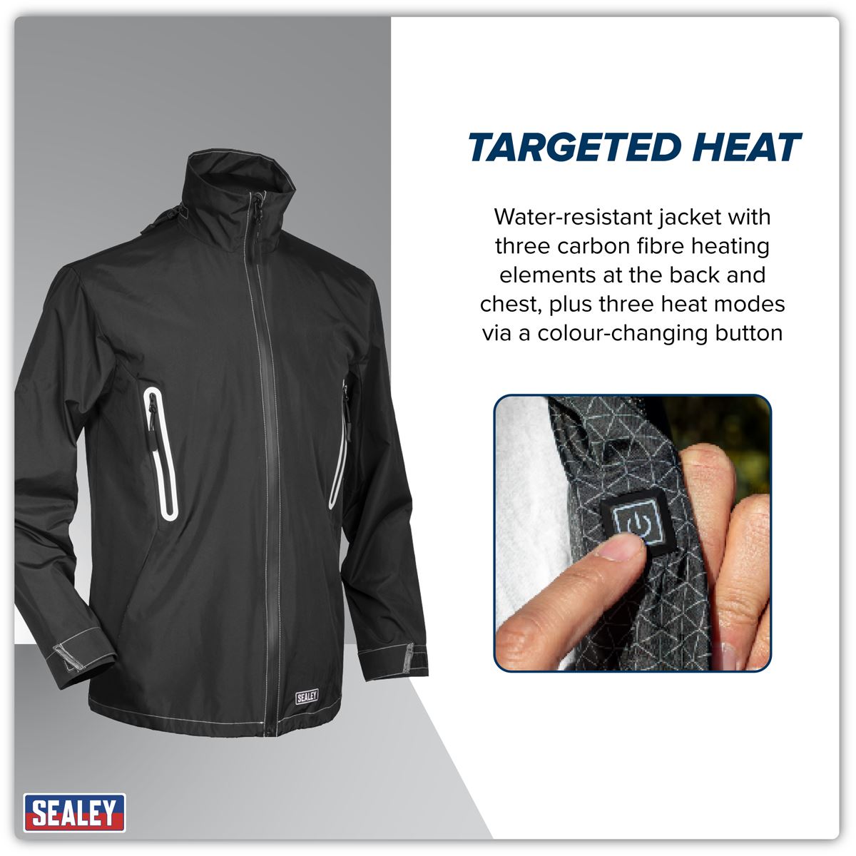 Sealey 5V Heated Rain Jacket Medium and Power Bank 20Ah Wind Resistant HJ06KIT