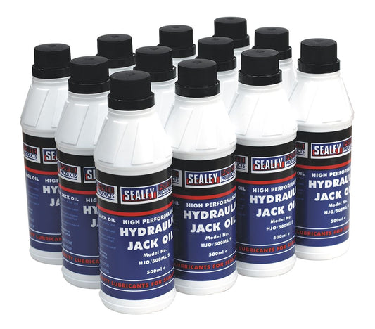 Sealey Hydraulic Jack Oil 500ml Pack of 12 HJO/500ML