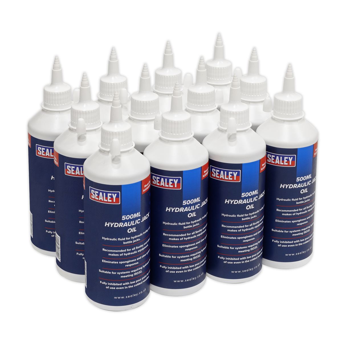 Sealey Hydraulic Jack Oil 500ml Pack of 12 HJO/500ML