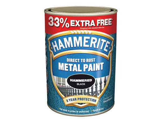 Hammerite Direct to Rust Hammered Finish Metal Paint Silver 750ml + 33% HMMHFS750AV