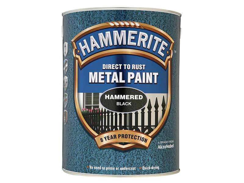 Hammerite Direct to Rust Hammered Finish Metal Paint Black 5 Litre HMMHFBL5L