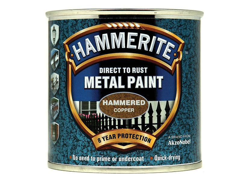 Hammerite Direct to Rust Hammered Finish Metal Paint Copper 250ml HMMHFCO250