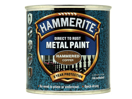 Hammerite Direct to Rust Hammered Finish Metal Paint Copper 250ml HMMHFCO250