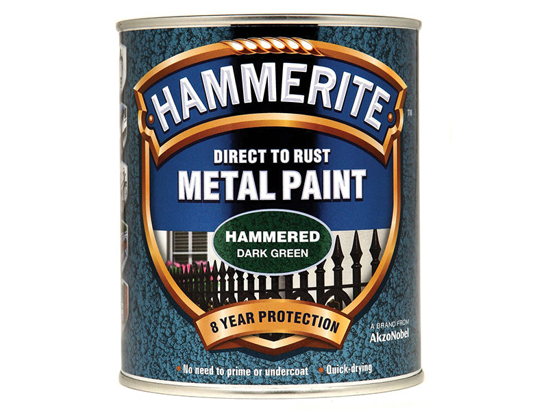 Hammerite Direct to Rust Hammered Finish Metal Paint Dark Green 750ml HMMHFDG750