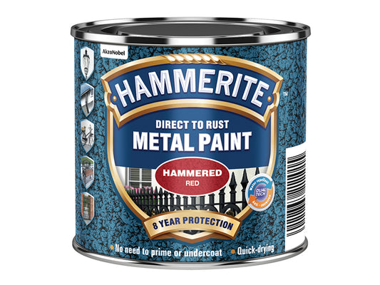 Hammerite Direct to Rust Hammered Finish Paint Red 250ml HMMHFR250