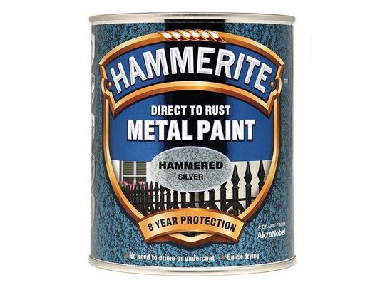 Hammerite Direct to Rust Hammered Finish Metal Paint Silver 750ml HMMHFS750