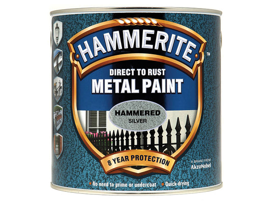 Hammerite Direct to Rust Hammered Finish Metal Paint Silver 2.5 Litre HMMHFSG25L