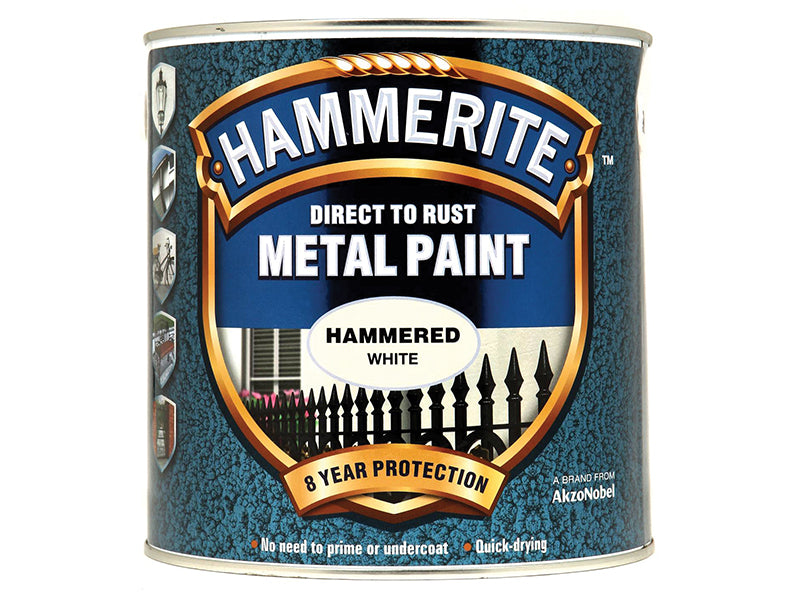 Hammerite Direct to Rust Hammered Finish Metal Paint White 2.5 Litre HMMHFW25L
