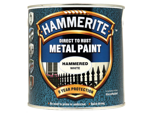 Hammerite Direct to Rust Hammered Finish Metal Paint White 2.5 Litre HMMHFW25L