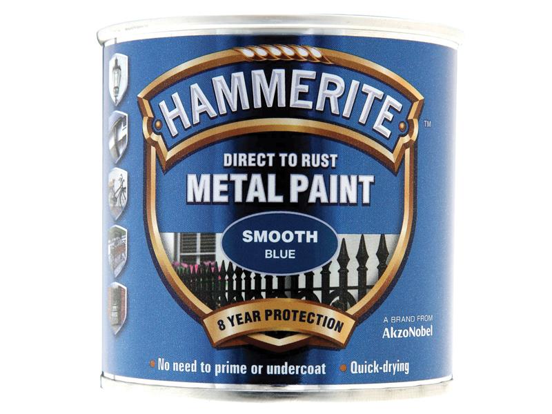 Hammerite Direct to Rust Smooth Finish Metal Paint Blue 250ml HMMSFB250