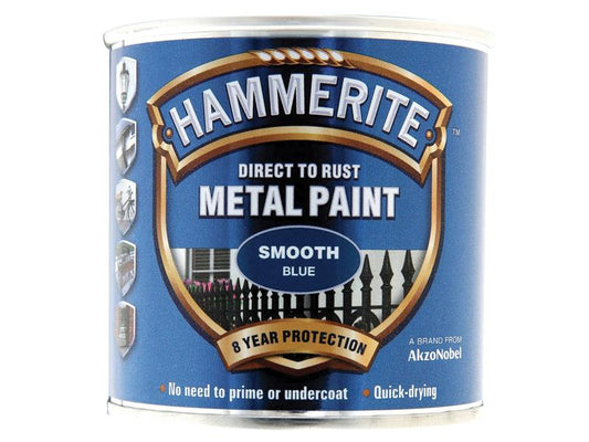 Hammerite Direct to Rust Smooth Finish Metal Paint Blue 250ml HMMSFB250