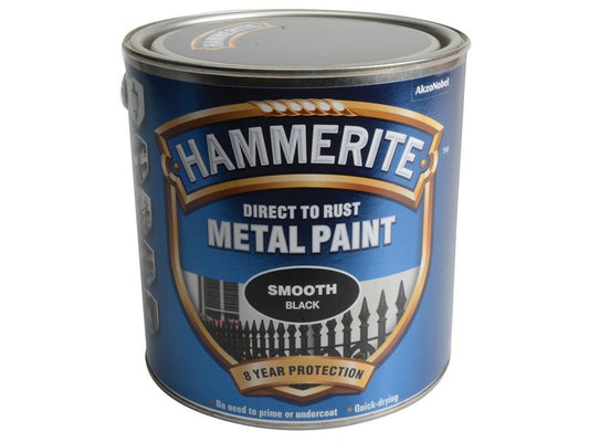 Hammerite Direct to Rust Smooth Finish Metal Paint Black 2.5 Litre HMMSFB25L