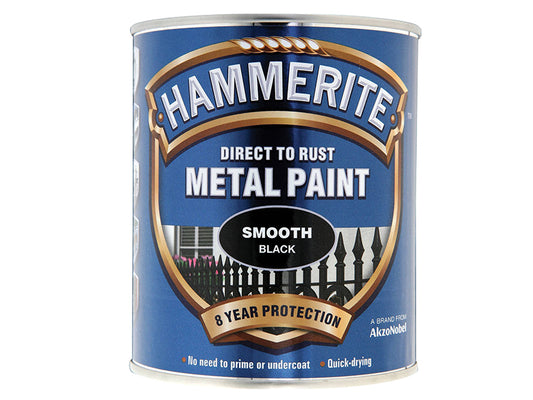Hammerite Direct to Rust Smooth Finish Metal Paint Black 750ml HMMSFBL750