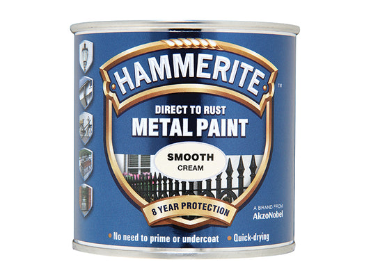 Hammerite Direct to Rust Smooth Finish Metal Paint Cream 250ml HMMSFCR250