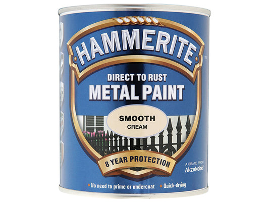 Hammerite Direct to Rust Smooth Finish Metal Paint Cream 750ml HMMSFCR750