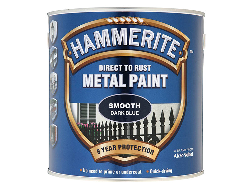 Hammerite Direct to Rust Smooth Finish Metal Paint Dark Blue 2.5 Litre HMMSFDB25L