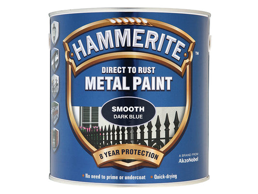 Hammerite Direct to Rust Smooth Finish Metal Paint Dark Blue 2.5 Litre HMMSFDB25L