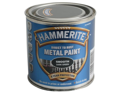 Hammerite Direct to Rust Smooth Finish Metal Paint Dark Green 250ml HMMSFDG250