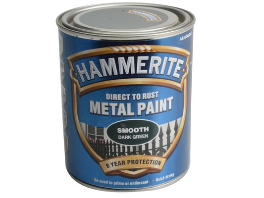 Hammerite Direct to Rust Smooth Finish Metal Paint Dark Green 750ml HMMSFDG750