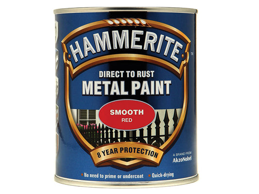 Hammerite Direct to Rust Smooth Finish Metal Paint Red 750ml HMMSFR750