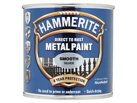 Hammerite Direct to Rust Smooth Finish Metal Paint Silver 750ml HMMSFS750