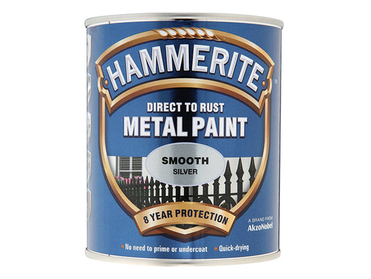 Hammerite Direct to Rust Smooth Finish Metal Paint Silver 250ml HMMSFSI250