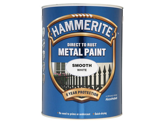 Hammerite Direct to Rust Smooth Finish Metal Paint White 5 Litre HMMSFW5L