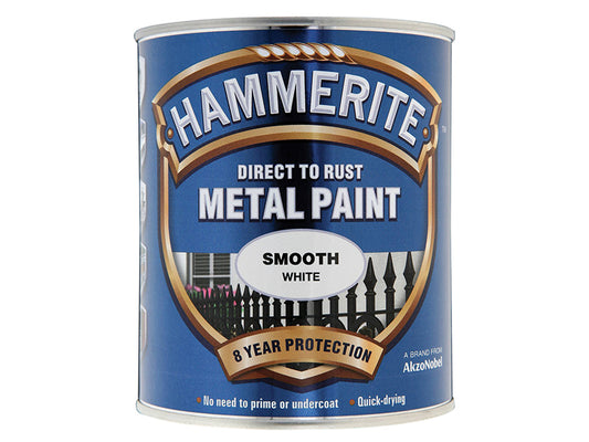 Hammerite Direct to Rust Smooth Finish Metal Paint White 750ml HMMSFW750